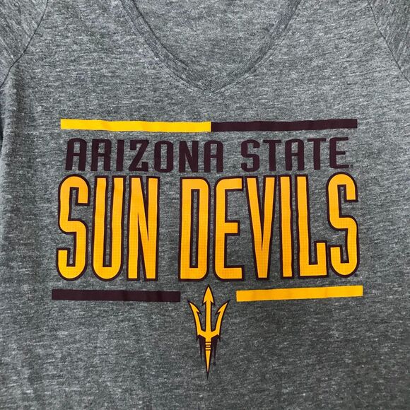 Arizona State Sun Devils Shirt Womens Large Adidas Heather Gray V Neck - Picture 3 of 10